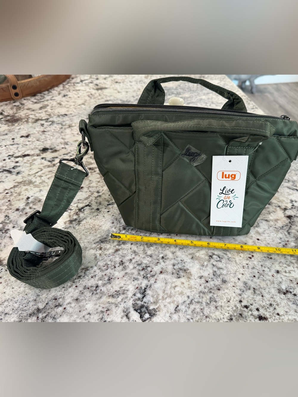 lug Dary Mini Quilted Messenger Crossbody Bag - Olive